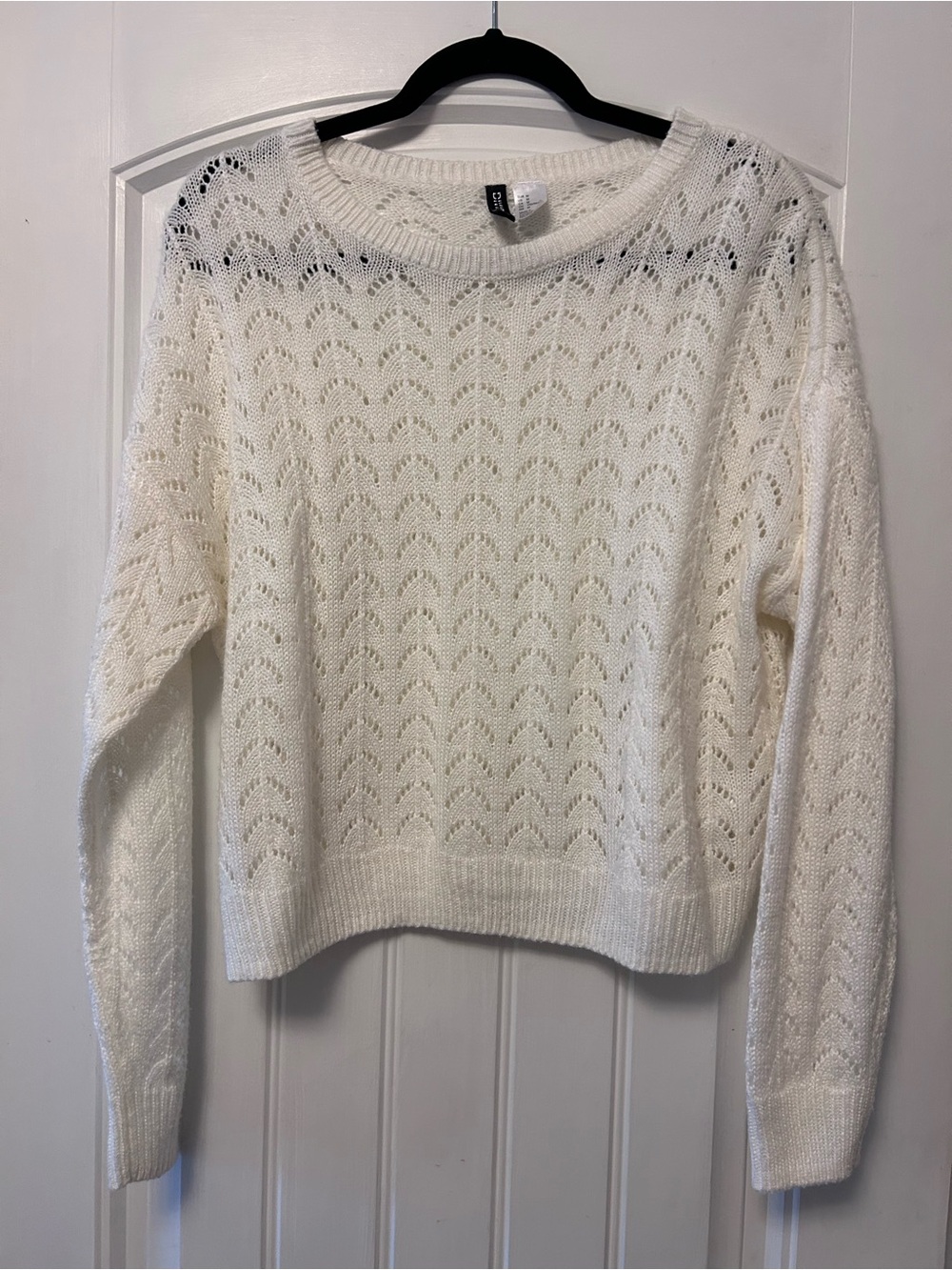 Divided Women’s Cream Open-Knit Crewneck Sweater